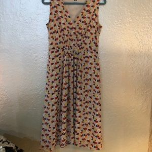 Anne Klein V-neck Chiffon Pleat Front Midi Dress